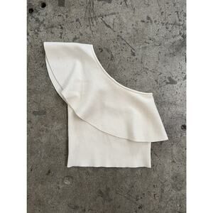 Aritzia‎ Ivory Wilfred One Shoulder Crop Top Size Small